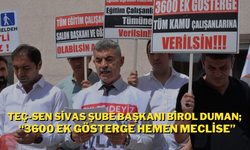 Teç-Sen Sivas Şube Başkanı Birol Duman; “3600 Ek Gösterge Hemen Meclise”