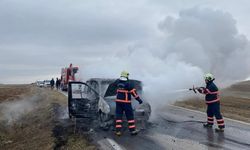 Çankırı'da Hafif Ticari Araç Alevlere Teslim Oldu