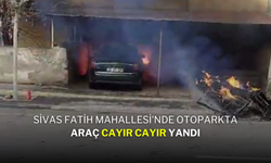 Sivas Fatih Mahallesi'nde Otoparkta Araç Cayır Cayır Yandı