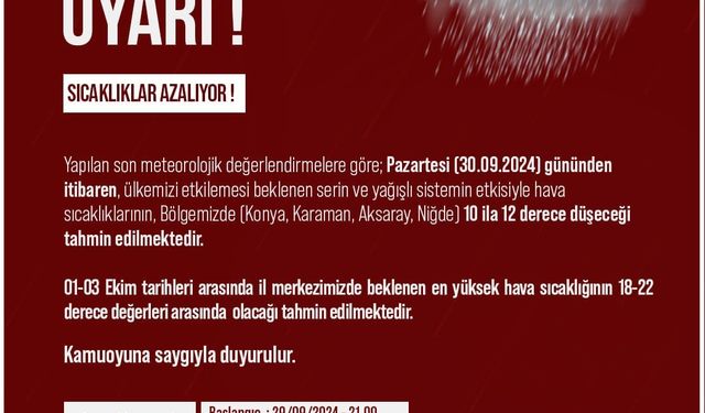 Meteoroloji’den Uyarı! Sıcaklıklar Düşüyor!