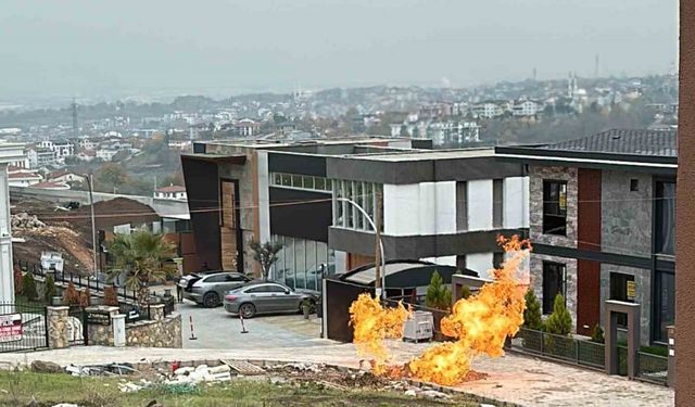 Kocaeli’de Elektrik Direği Dikimi Sırasında Doğal Gaz Borusuna Zarar Verildi, Yükselen Alevler Paniğe Yol Açtı