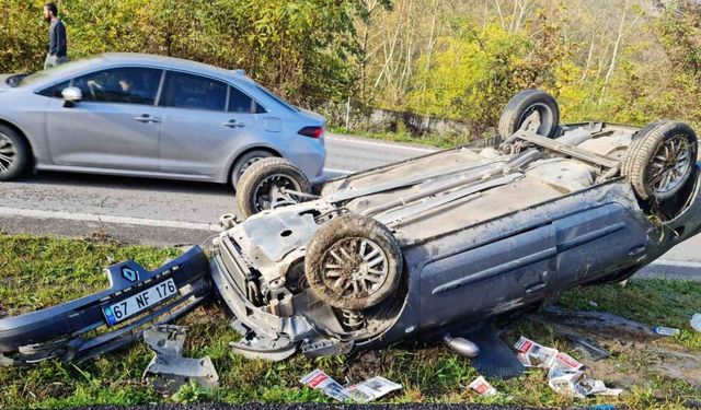 Zonguldak’ta Takla Atan Otomobilde 2 Kişi Yaralandı