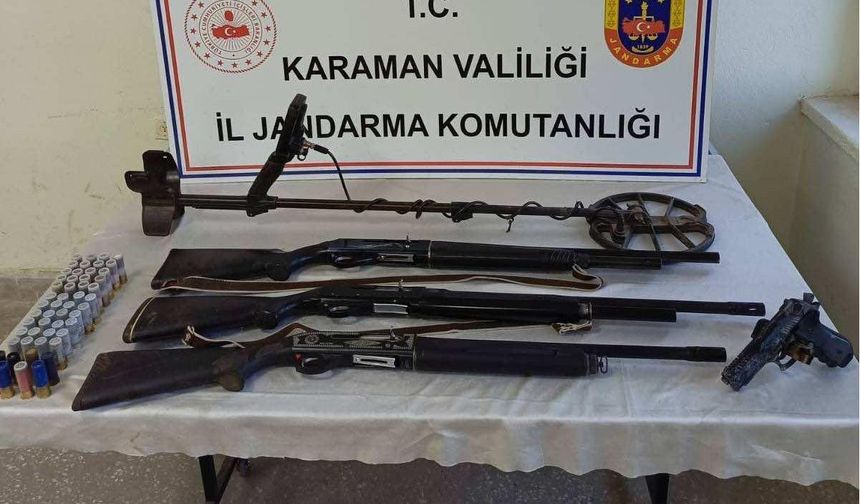 Karaman'da Kaçak ve Çalıntı Silahlar Ele Geçirildi