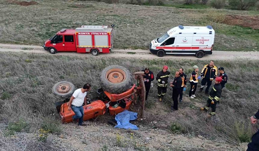 Konya Seydişehir'de Şarampole Devrilen Traktördeki Sürücü Yaşamını Yitirdi