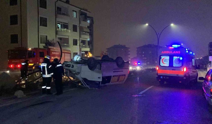 Karaman’da Kontrolden Çıkan Minibüs Takla Attı: 1 Yaralı