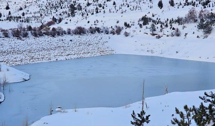 Değirmendere Göleti Donarak Görsel Şölen Sunuyor