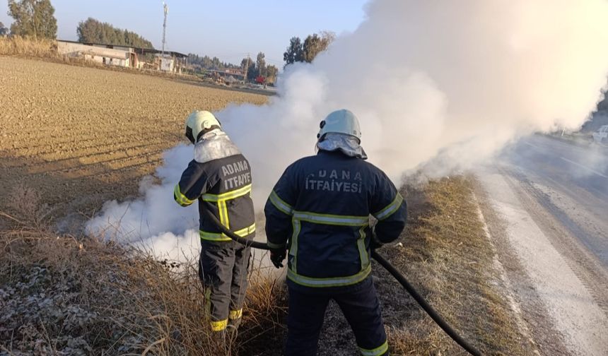 Kozan’da Araç Yangını: Sürücü Yaralandı, Yangın Kontrol Altına Alındı