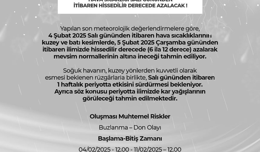 Niğde Valiliği'nden Soğuk Hava ve Kar Yağışı Uyarısı